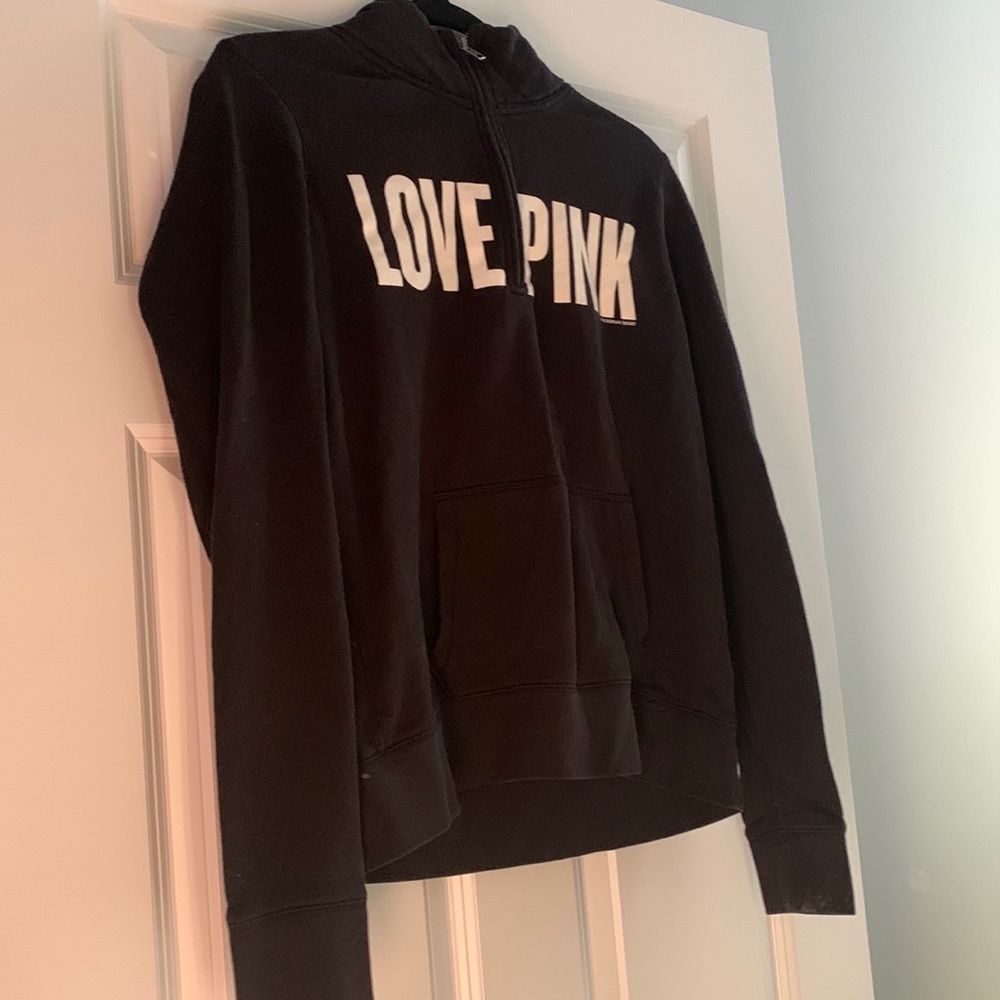 PINK black quarter zip sweatshirt
